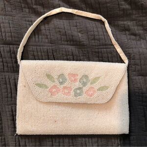 Vintage Richere Elegant Cream Beaded Clutch